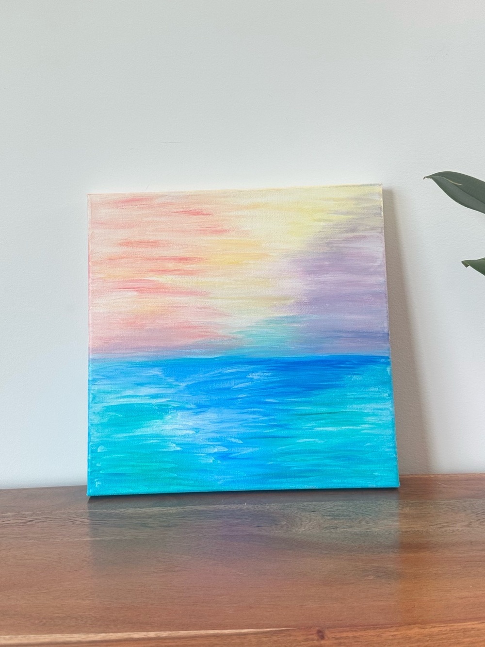 Abstract Ocean Sunset Canvas Wall Art Blue & Pastel Original Artwork by Cena - Picture 4 of 10